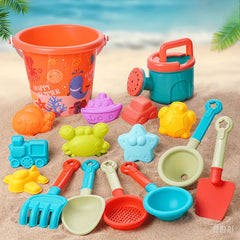 16pcs Colorful PP Sand Toys Buckets Shovels Rakes & Molds