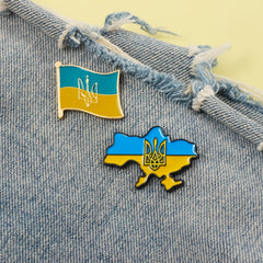 Ukraine Flag Brooch Pin - Patriotic Ukrainian Flag Jewelry
