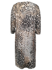  Leopard Print Three Quarter Sleeve Maxi Dress