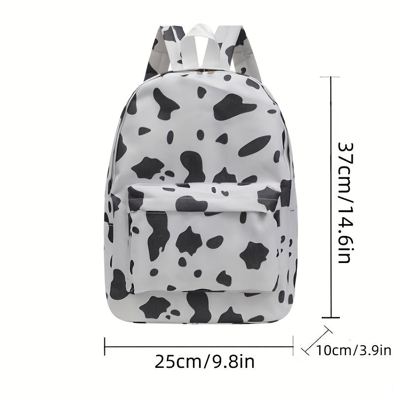 Cow Pattern Backpack Large Capacity School Bag Zipper Casual Backpack & Purse
