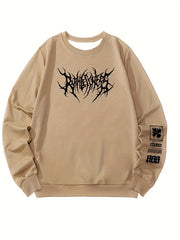 Lightning Print Men's Graphic Round Neck Sweatshirt Loose Pullover