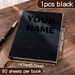Personalized A5 PU Leather Notebook with Name - Durable & Stylish for Journaling
