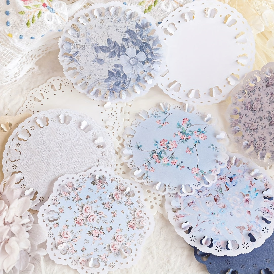 Hollow Lace Paper Retro Floral Hand Account Decorative Background 10 Sheets