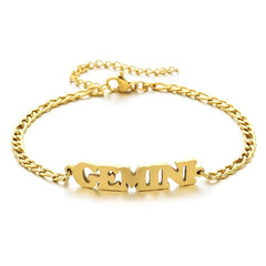 Stainless Steel Zodiac Letter Bracelet Gift