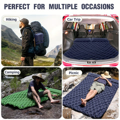 Camping Double Inflatable Mattress with Built-in Pillow