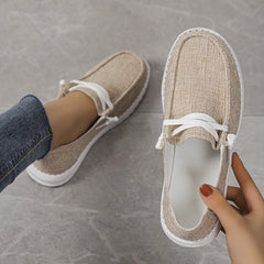 Women's Lightweight Canvas Sneakers Lace Up Low Top Loafers