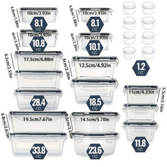 24pcs Refrigerator Storage Plastic Box Lunch Bento Box BPA Food Pantry Organizer