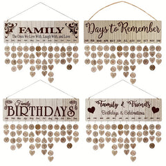 Family Birthday Board Hanging Sign with 100 Wooden Labels