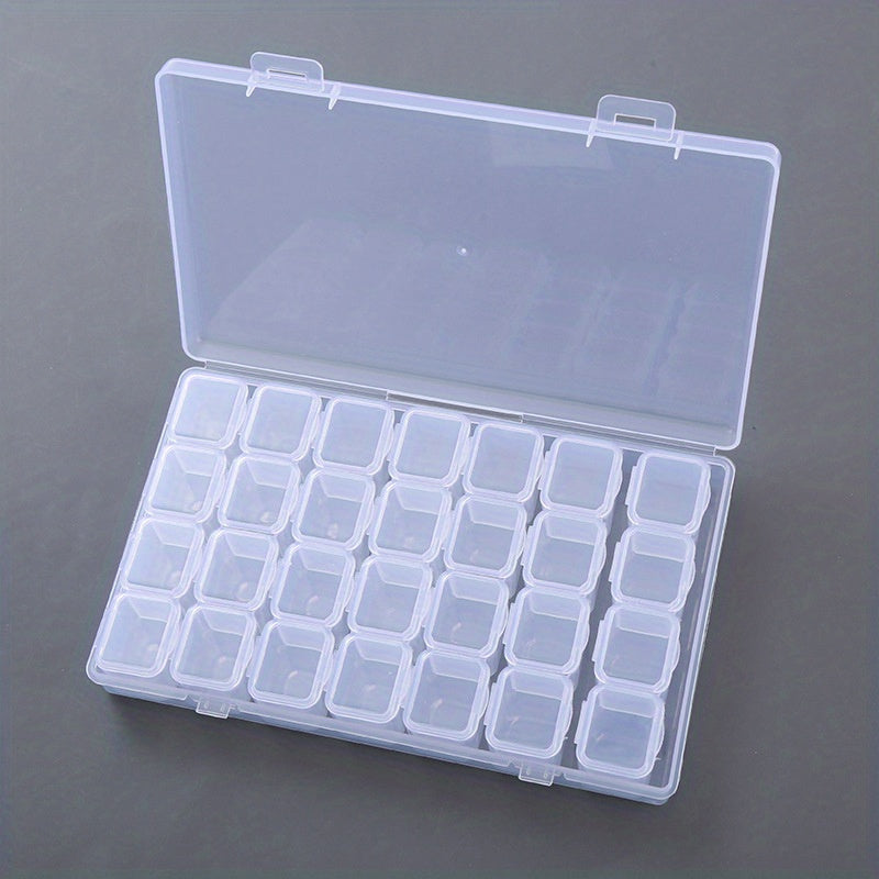 Plastic Storage Box 28 Grids Portable Jewelry Stationery Storage Box
