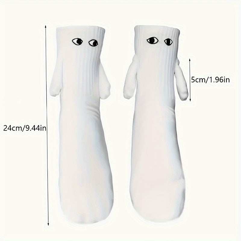 Funny Magnetic Holding Hands Cartoon Mid Calf Socks
