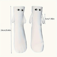 Funny Magnetic Holding Hands Cartoon Mid Calf Socks
