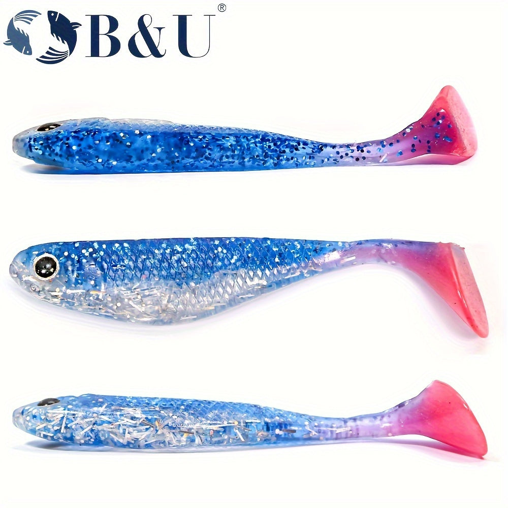 B&U 3pcs 8 Soft Plastic Swimbait Fishing Lure For Bass Trout Crappie
