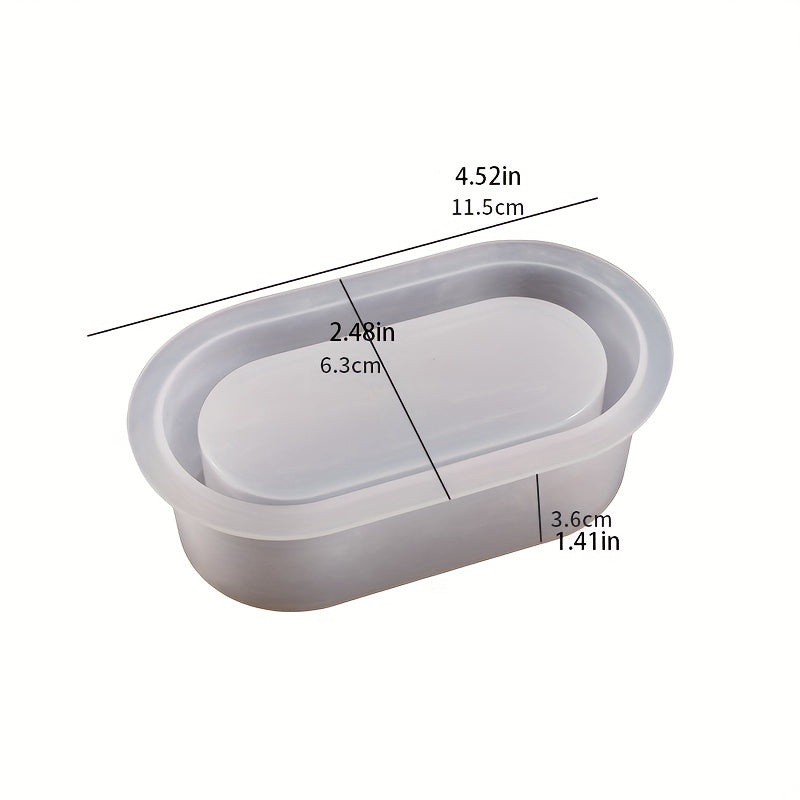Oval Jewelry Storage Box Silicone Mold DIY Candle Jar Making Plaster Resin Vase