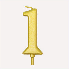 Golden Birthday Candles with Base for Cake Decoration - Party Supplies