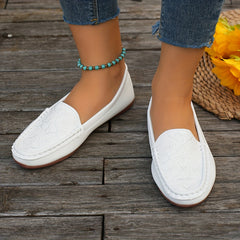 Women's Floral Embroidered Slip On Soft Sole Shoes