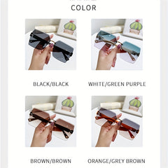 Square Rimless Sunglasses Ombre UV400 Sun Shades Women