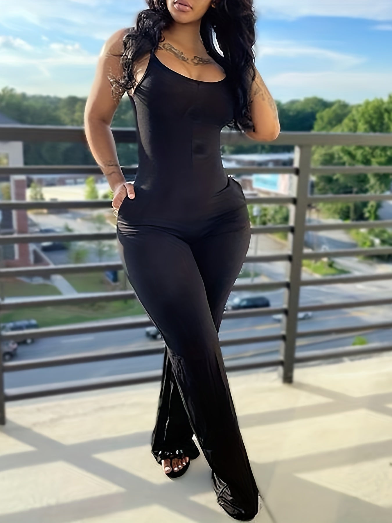  Basic Jumpsuit - Slim Fit Straight Leg Cami Jumpsuit