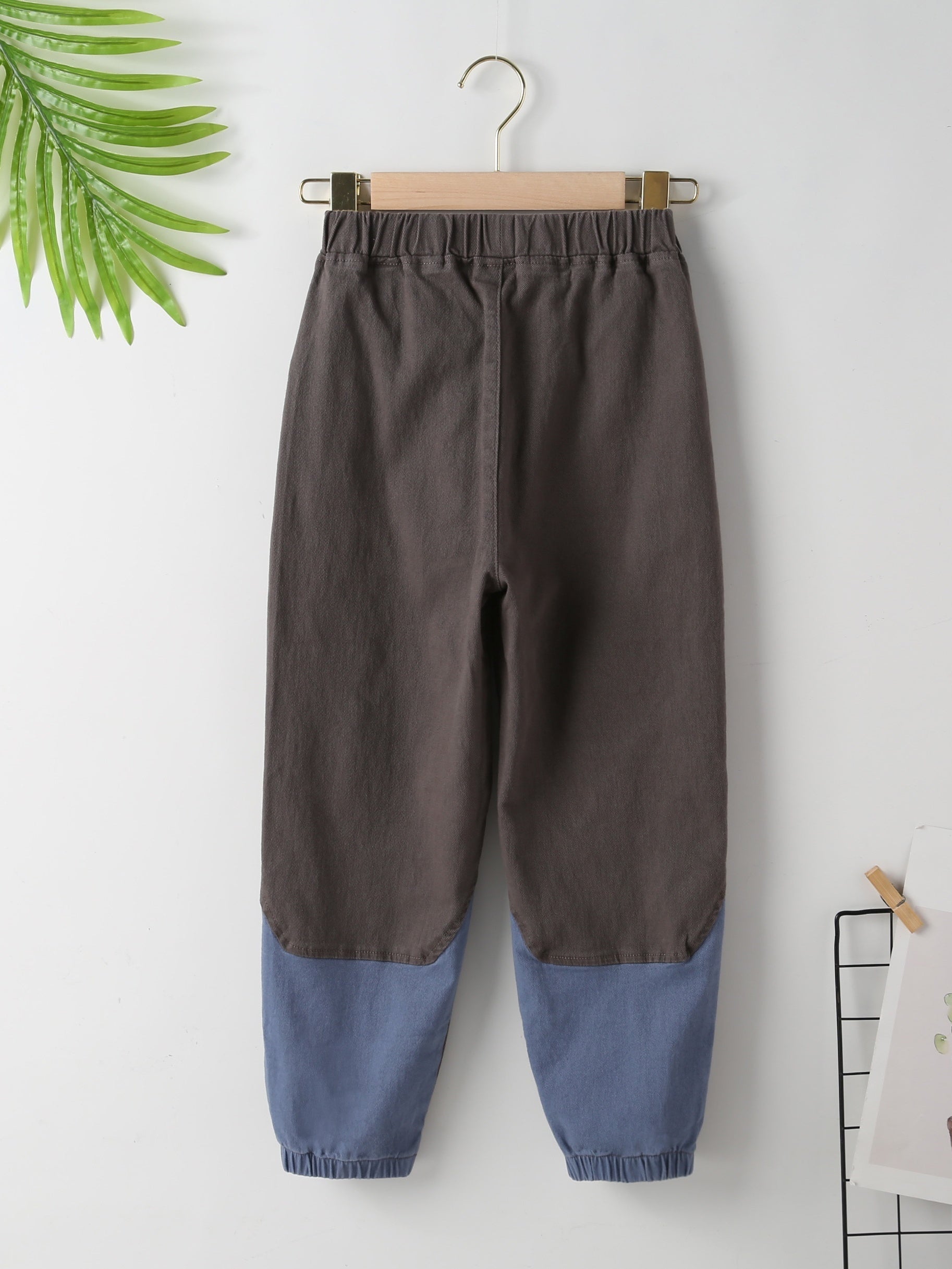 Boys Letter Embroidery Block Spliced Trousers