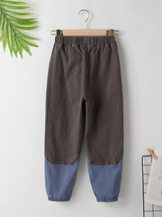 Boys Letter Embroidery Block Spliced Trousers