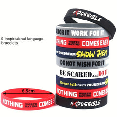 5pcs Waterproof Inspirational Silicone Bracelets