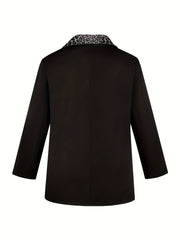  Leopard Print Long Sleeve Lapel Collar Blazer