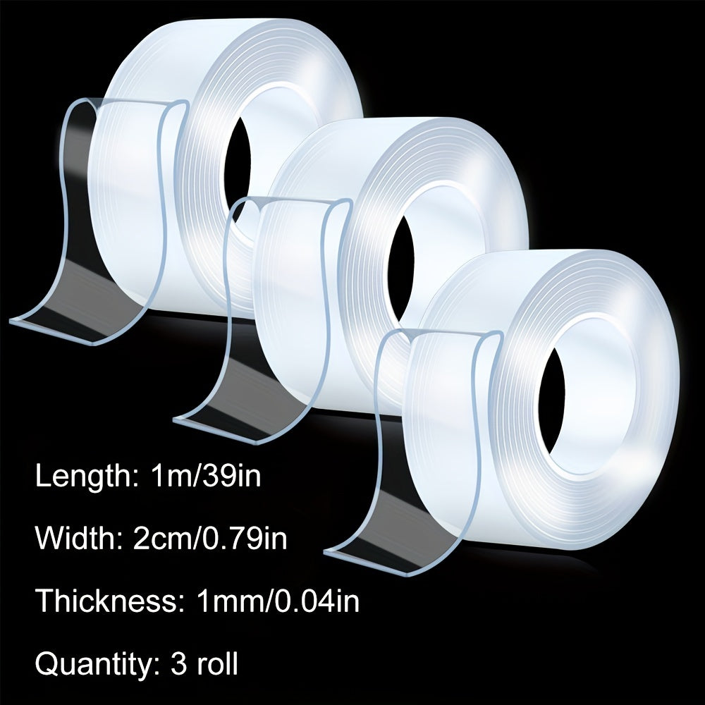 3 Packs Nano Adhesive Tape Double Sided Invisible High Viscos