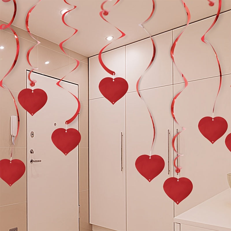 6 Pcs Red Heart Swirls for Anniversaries and Parties