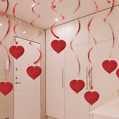 6 Pcs Red Heart Swirls for Anniversaries and Parties