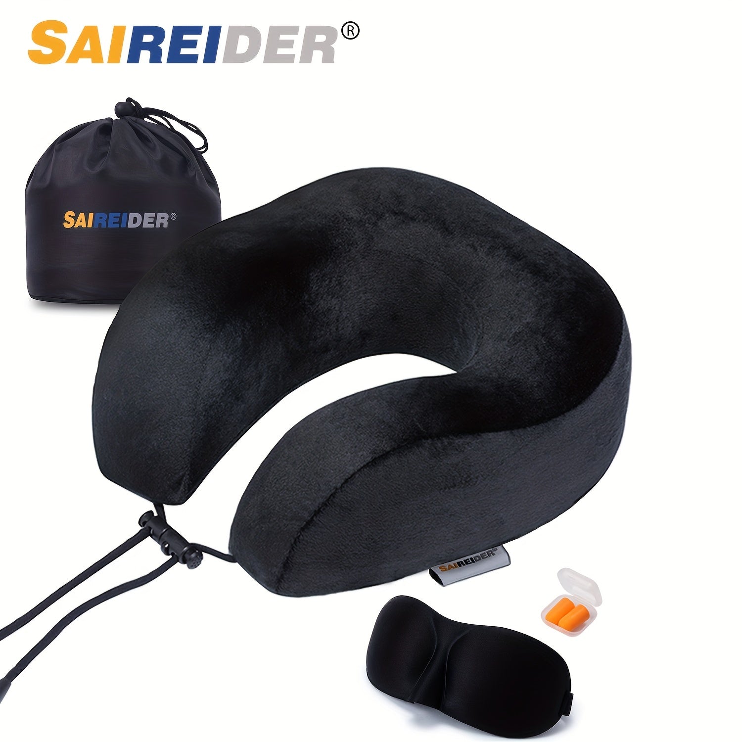 Memory Foam Travel Neck Pillow with Adjustable Support