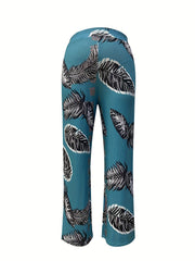  Tropical Print Wide Leg Trousers