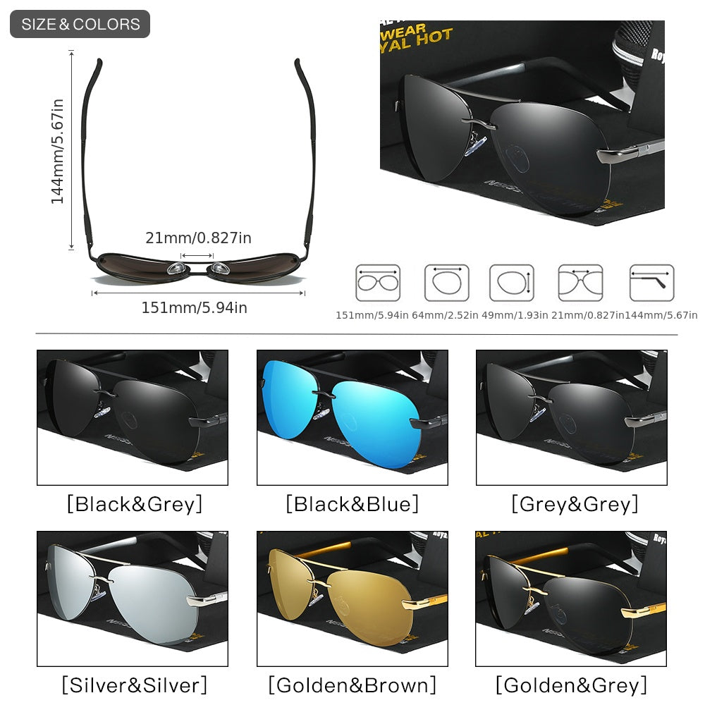RoyalHot Polarized Metal Outdoor Driving Sunglasses