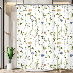 Wildflower Leaf Herbs Shower Curtain 71x71in