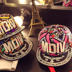 MDIV Embroidery Snapback Hat Hip Hop Graffiti Print Baseball Cap Unisex