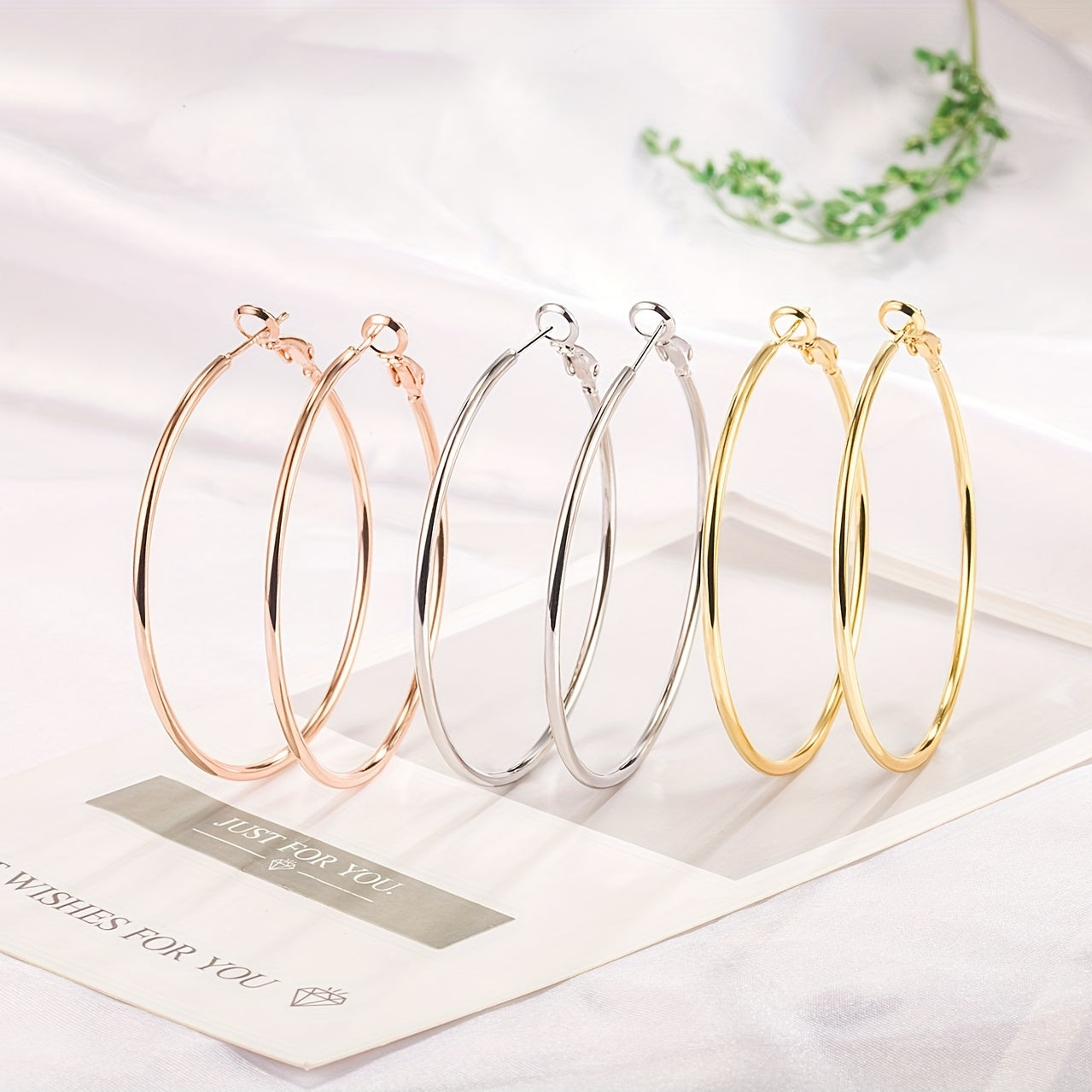 Exaggerated Metal Hoop Earrings Set for Girls