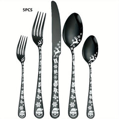 20pcs Christmas Style Silverycolored Stainless Steel Tableware Set