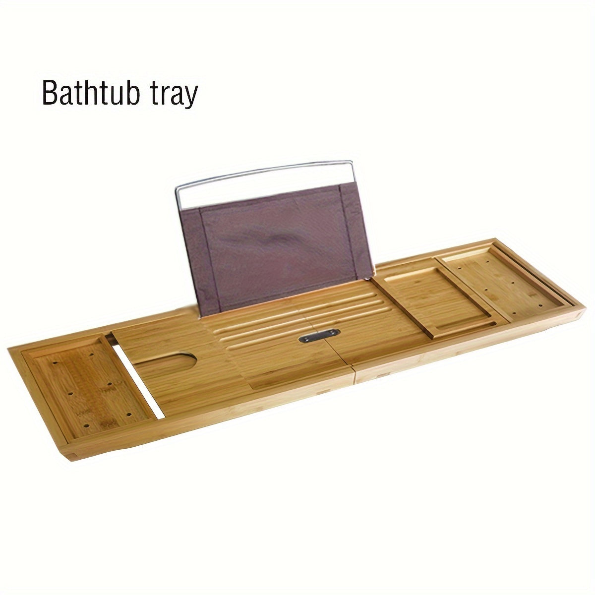 Bamboo Bathtub Caddy Tray Expandable Bath Accessories & Table
