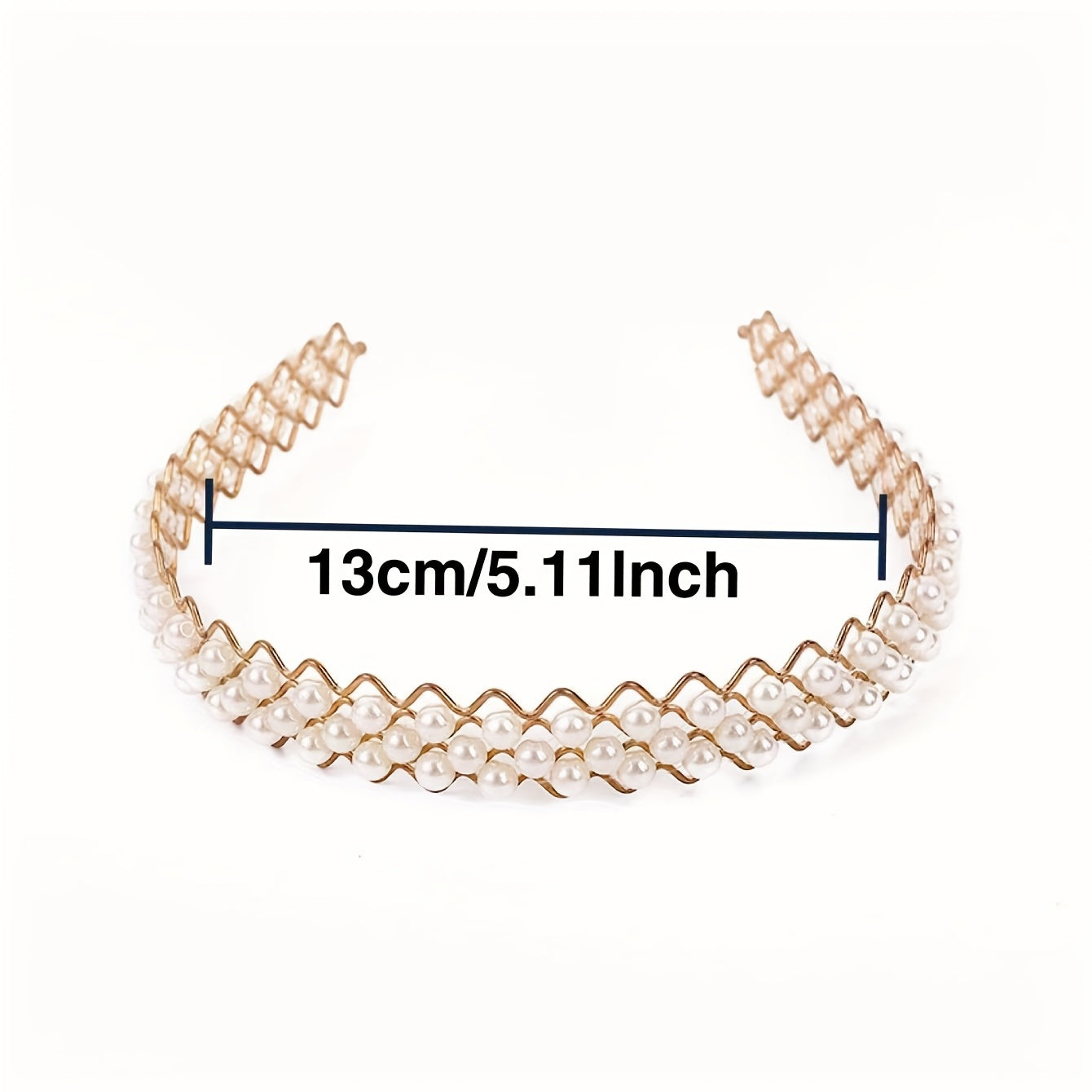 Faux Pearl Wavy Headband Metal Headdress Hair Band Hair Accessories