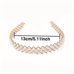 Faux Pearl Wavy Headband Metal Headdress Hair Band Hair Accessories