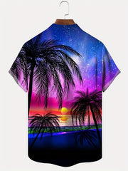 Sunset Beach Print Men's Hawaiian Shirt for Vacation