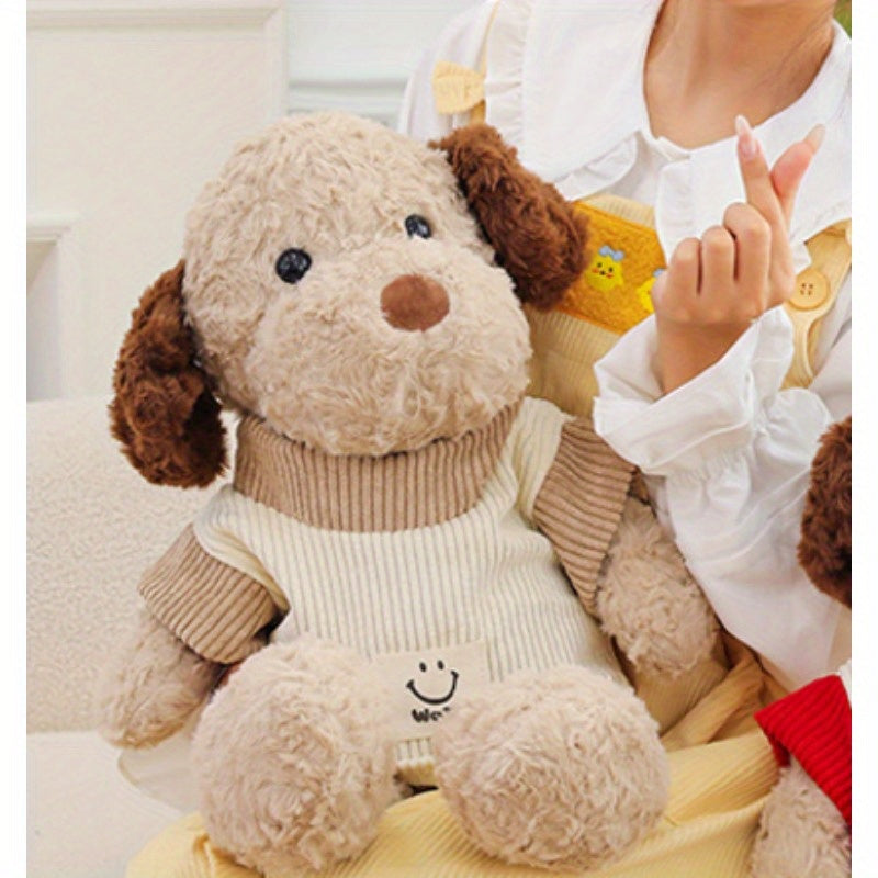 Stray Dog Plush Toy Brown & Beige Outfit Red Bow Tie