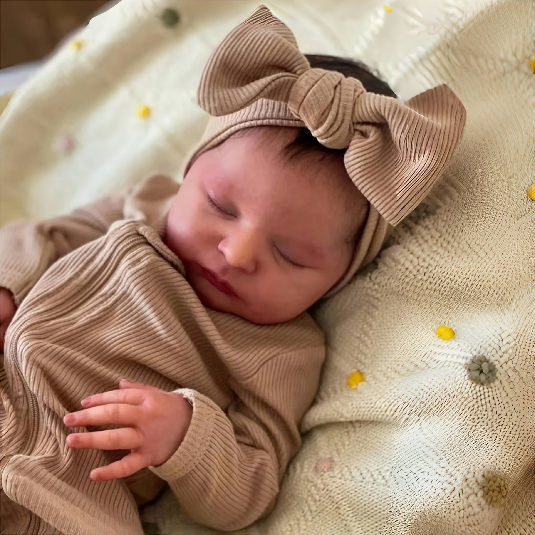 Soft Vinyl 3D Painted Sleeping Girl Reborn Baby Doll