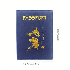 Map Pattern Passport Cover Holder Travel Case Unisex