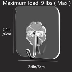 10pcs Plastic Clear Sticky Hooks Adhesive Wall Hook No Trace No Punching Sticker