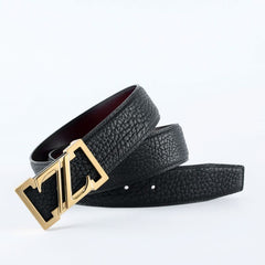 Men's Raw Cut Out Letter Buckle Belt Smooth Top Coat 304 Stainless Steel