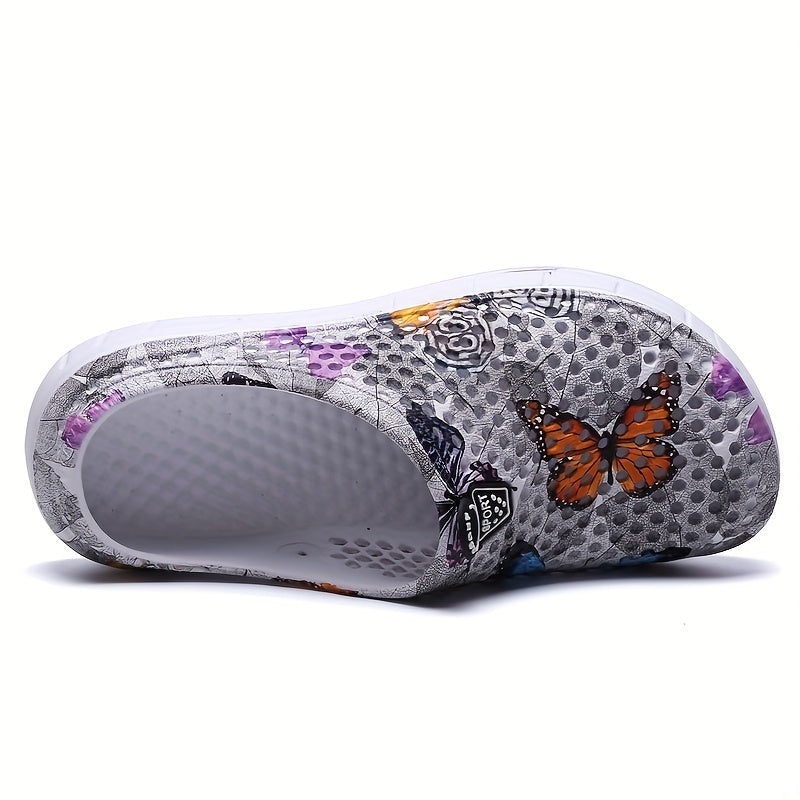 Women's Butterfly Printed Clogs Non Slip Slide Shoes Casual Outdoor Clogs