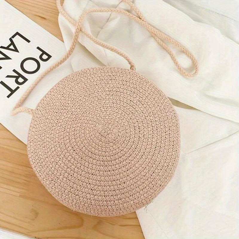 Woven Round Crossbody Bag Beach Handbag for Women