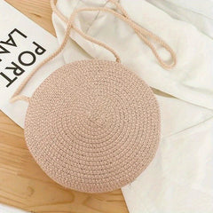 Woven Round Crossbody Bag Beach Handbag for Women