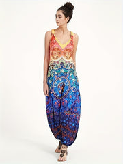  Graphic Print Drop Crotch Jumpsuit