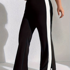 Plus Size Colorblock High Rise Sports Pants