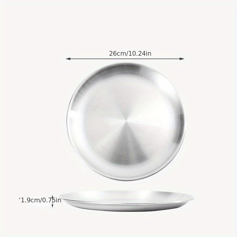 Stainless Steel Round Serving Platter for Barbecue Steak Dessert Buffet